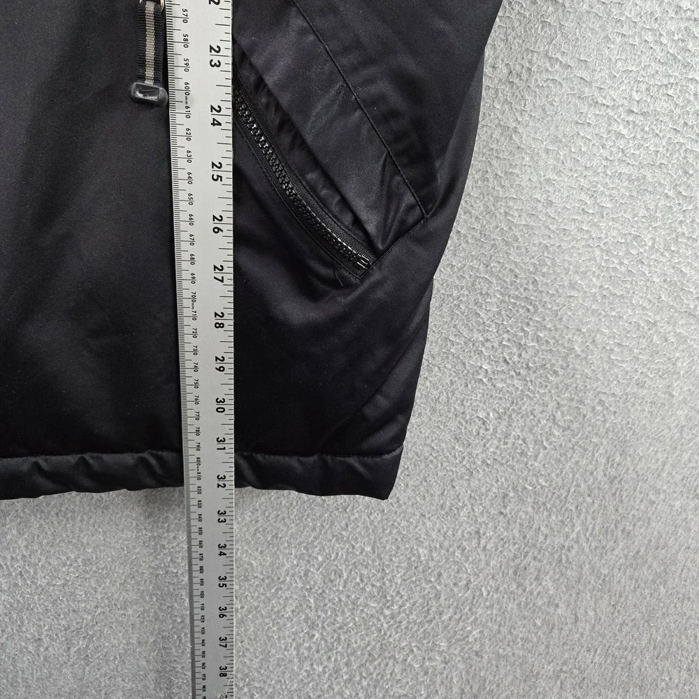 VINTAGE Nike Women Jacket XL Black Nylon Rain Coat Longline Hooded Y2K READ